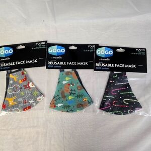 3 youth cloth reusable  christmas masks